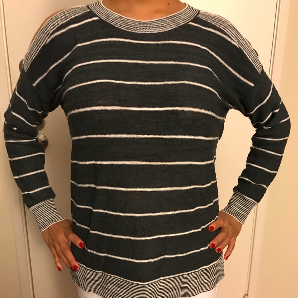 Loft striped cold-shoulder sweater
